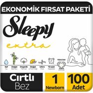 Sleepy Extra No:1 Yenidoğan 100 Adet Bebek Bezi