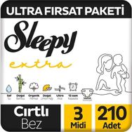 Sleepy Extra No:3 Midi 210 Adet Bebek Bezi