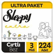 Sleepy Extra No:3 Midi 224 Adet Bebek Bezi