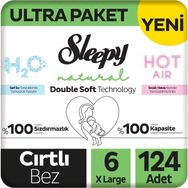 Sleepy Natural Double Soft No:6 XLarge 124 Adet Bebek Bezi