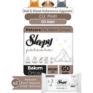 Sleepy Petcare 2x30 Adet Pet Bakım Örtüsü + 2x60 Evcil Hayvan Islak Havlusu