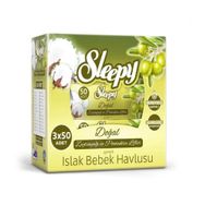 Sleepy Zeytinyağı ve Pamuksu Doku 3x50'li Yaprak Islak Mendil