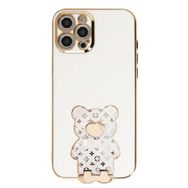 Smcase Apple iPhone 11 Pro Max Standlı Kamera Korumalı Cute Bear Silikon Cep Telefonu Kılıfı