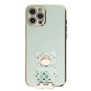 Smcase Apple iPhone 12 Pro Max Standlı Kamera Korumalı Cute Bear Silikon Cep Telefonu Kılıfı