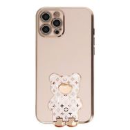 Smcase Apple iPhone 13 Pro Max Standlı Kamera Korumalı Cute Bear Silikon Cep Telefonu Kılıfı