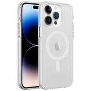 Smcase Apple iPhone 14 Flex Tuşlu Magsafeli C-Pro Arkası Buzlu Transparan Cep Telefonu Kılıfı