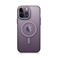 Smcase Apple iPhone 14 Pro Wireless Şarj Özellikli Buttom Magsafe Tuval Transparan Silikon Cep Telefonu Kılıfı