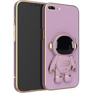 Smcase Apple iPhone 8 Plus Standlı Kamera Korumalı Astronot Silikon Cep Telefonu Kılıfı