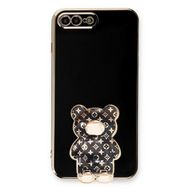 Smcase Apple iPhone 8 Plus Standlı Kamera Korumalı Cute Bear Silikon Cep Telefonu Kılıfı