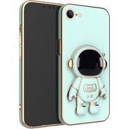 Smcase Apple iPhone SE 2022 Standlı Kamera Korumalı Astronot Silikon Cep Telefonu Kılıfı