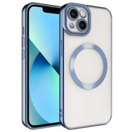 Smcase iPhone 13 Mavi Kamera Korumalı Manyetik Wiriless Destekli Lazer Setro Silikon Wiriless Şarj Aleti Cep Telefonu Kılıfı