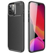 Smcase iPhone 13 Pro Max Karbon Dokulu Silikon Siyah Cep Telefonu Kılıfı