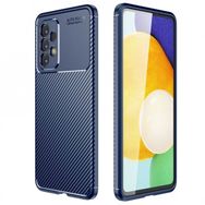 Smcase Samsung Galaxy A73 Kamera Korumalı Negro Karbon Dokulu Silikon Nano Lacivert Cep Telefonu Kılıfı