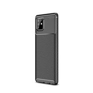 Smcase Samsung Galaxy A91 Negro Karbon Dokulu Silikon Tam Kapatan Siyah Cep Telefonu Kılıfı