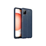 Smcase Samsung Galaxy M12 Deri Dokulu Silikon Nano Lacivert Cep Telefonu Kılıfı