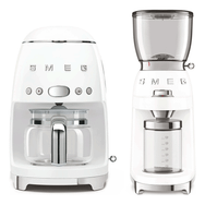SMEG Beyaz Filtre Kahve Makinesi + Kahve Öğütme Makinesi Seti