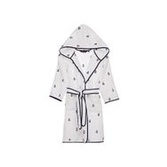 Soft Cotton Marine Lacivert Pamuklu Kız Çocuk Bornoz - Beyaz