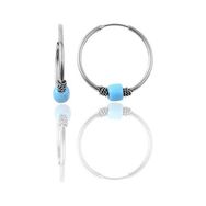 Söğütlü Silver Gümüş 12 mm Mini Turkuaz Taşlı Halka Küpe