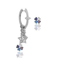 Söğütlü Silver Gümüş Rodyumlu Mineli Yonca Küpe