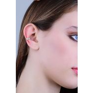 Söğütlü Silver Gümüş Rodyumlu Zirkon Taşlı Sıkıştırmalı Kıkırdak Küpe
