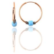 Söğütlü Silver Gümüş Rose 14 mm Turkuaz Taşlı Halka Küpe