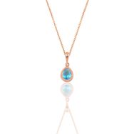 Söğütlü Silver Gümüş Rose Akuamarin Taşlı Damla Kolye ve Küpe
