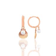 Söğütlü Silver Gümüş Rose İnci ve Midye Halka Küpe