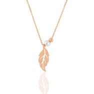 Söğütlü Silver Gümüş Rose Incili Yaprak Kolye