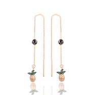 Söğütlü Silver Gümüş Rose Oniks Taşlı Ananas Zincir Küpe