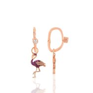 Söğütlü Silver Gümüş Rose Taşlı Flamingo Göçmen Küpe