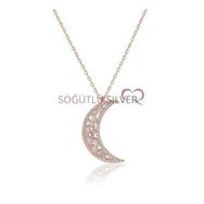 Söğütlü Silver KOLYE5097 Nano Turkuaz Taşlı Ay Kadın Kolye