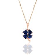 Söğütlü Silver SGTL10088 Safir Yonca Gümüş Kolye