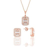 Söğütlü Silver SGTL10131 Gümüş Rose Baget Taşlı İkili Set