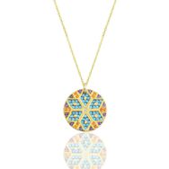 Söğütlü Silver SGTL10156 Gümüş Gold Yuvarlak Kilim Kolye