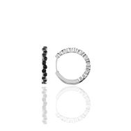 Söğütlü Silver SGTL10190 Rodyumlu 17 mm Siyah Sıra Taşlı Halka Gümüş Küpe