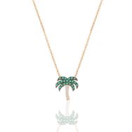 Söğütlü Silver SGTL10303 Gümüş rose yeşil taşlı palmiye kolye