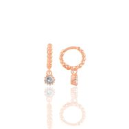 Söğütlü Silver SGTL10318 Rose Tek Taşlı Halka Gümüş Küpe