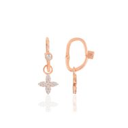 Söğütlü Silver SGTL10464 Rose Taşlı Dört Yapraklı Yonca Göçmen Gümüş Küpe