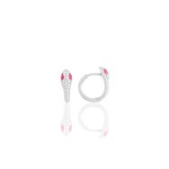 Söğütlü Silver SGTL10554 Rodyumlu Fuşya Taşlı Yılan Halka Gümüş Küpe