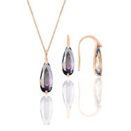 Söğütlü Silver SGTL10598 Rose Mistik Taşlı Damla Kolye ve Küpe İkili Gümüş Set