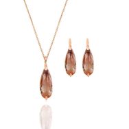 Söğütlü Silver SGTL10598 Rose Zultanit Taşlı Damla Kolye ve Küpe İkili Gümüş Set
