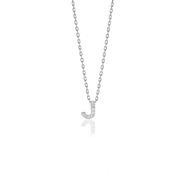 Söğütlü Silver SGTL10619 Gümüş Rodyumlu Üç Boyutlu Minimal J Gümüş Harf Kolye