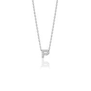 Söğütlü Silver SGTL10619 Gümüş Rodyumlu Üç Boyutlu Minimal P Gümüş Harf Kolye