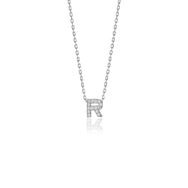 Söğütlü Silver SGTL10619 Gümüş Rodyumlu Üç Boyutlu Minimal R Gümüş Harf Kolye