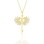 Söğütlü Silver SGTL10679GOLD Altın Yaldızlı Zirkon Taşlı Kayan Yıldız Kadın Gümüş Kolye