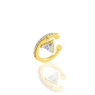 Söğütlü Silver SGTL10698GOLD Gümüş Altın Yaldızlı Taşlı Üçgen Sallantılı Kıkırdak Gümüş Küpe