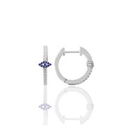 Söğütlü Silver SGTL10709RODAJ Rodyumlu Safir Taşlı Eye Halka Gümüş Küpe