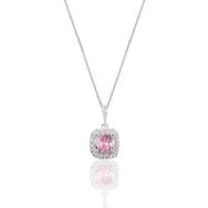 Söğütlü Silver SGTL10731 Gümüş Rodyumlu Pembe Taşlı Pırlanta Montürlü Kolye
