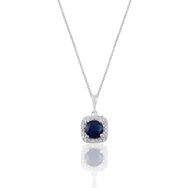 Söğütlü Silver SGTL10731 Gümüş Rodyumlu Safir Taşlı Pırlanta Montürlü Kolye