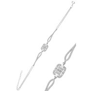 Söğütlü Silver SGTL1074 Gümüş Rodyumlu Zirkon Baget Taşlı Bileklik.
